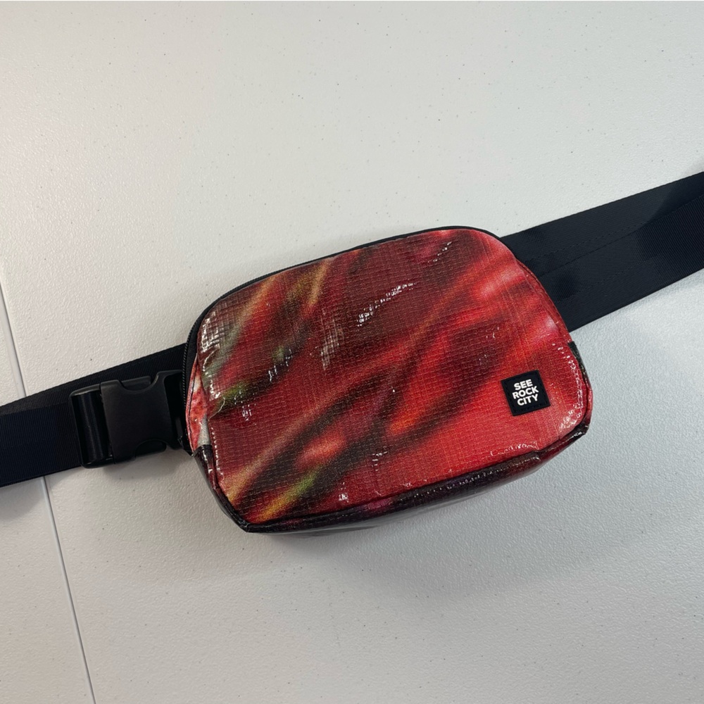 See Rock City Red Abstract Waist Pack Fanny Pack Adjustable Strap Festival Bag